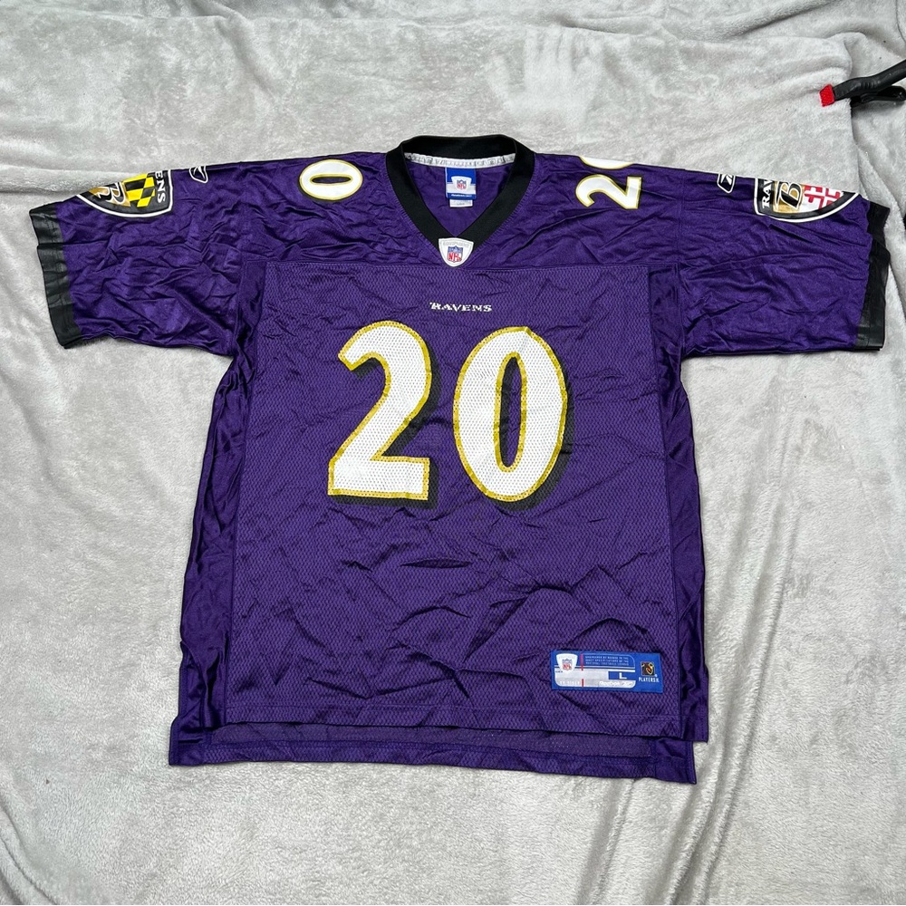 VTG Reebok On Field Ed Reed #20 Jersey Mens L Baltimore Ravens Purple Football